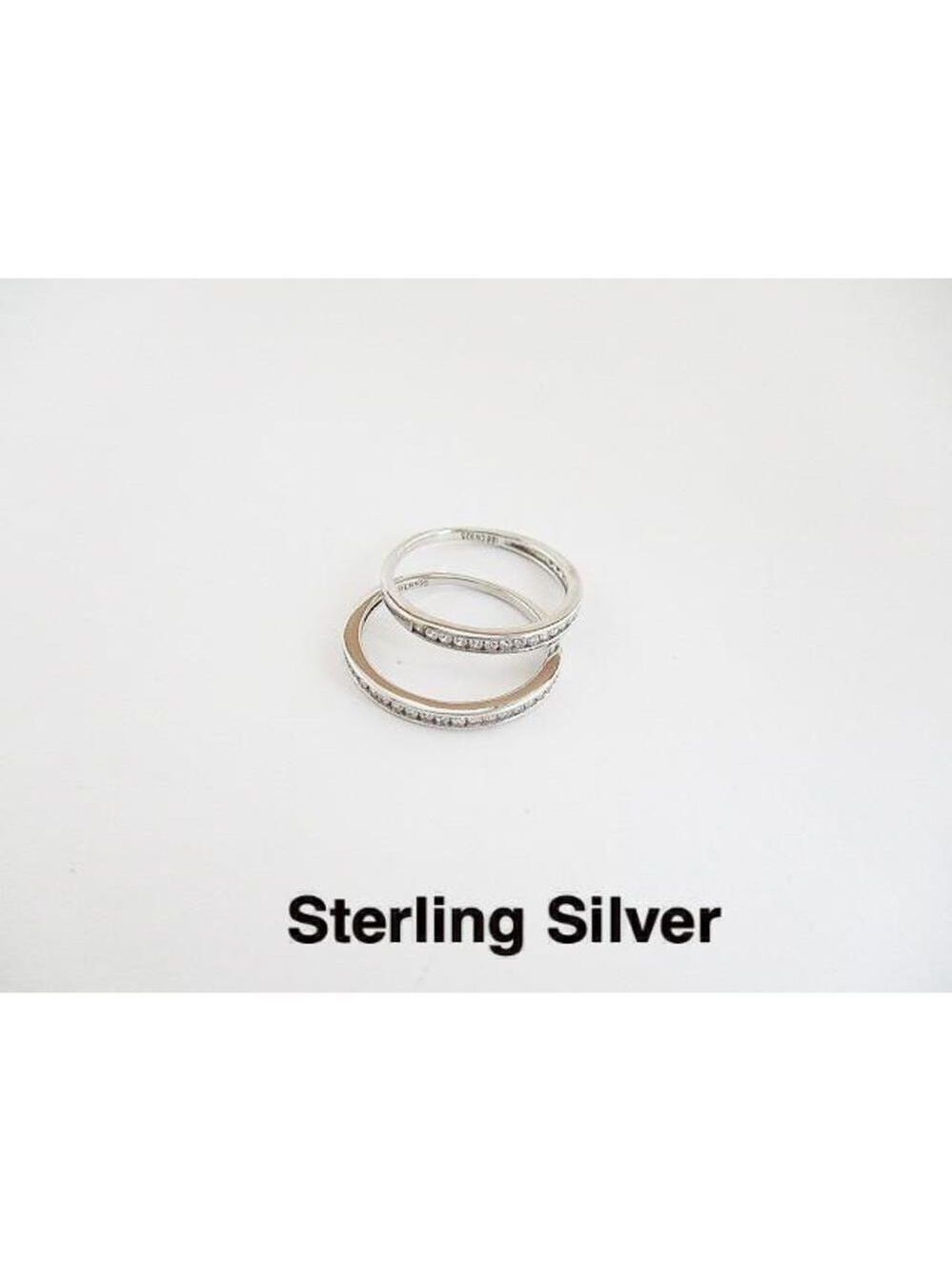 Sterling Silver Rings, thin with diamond like accents